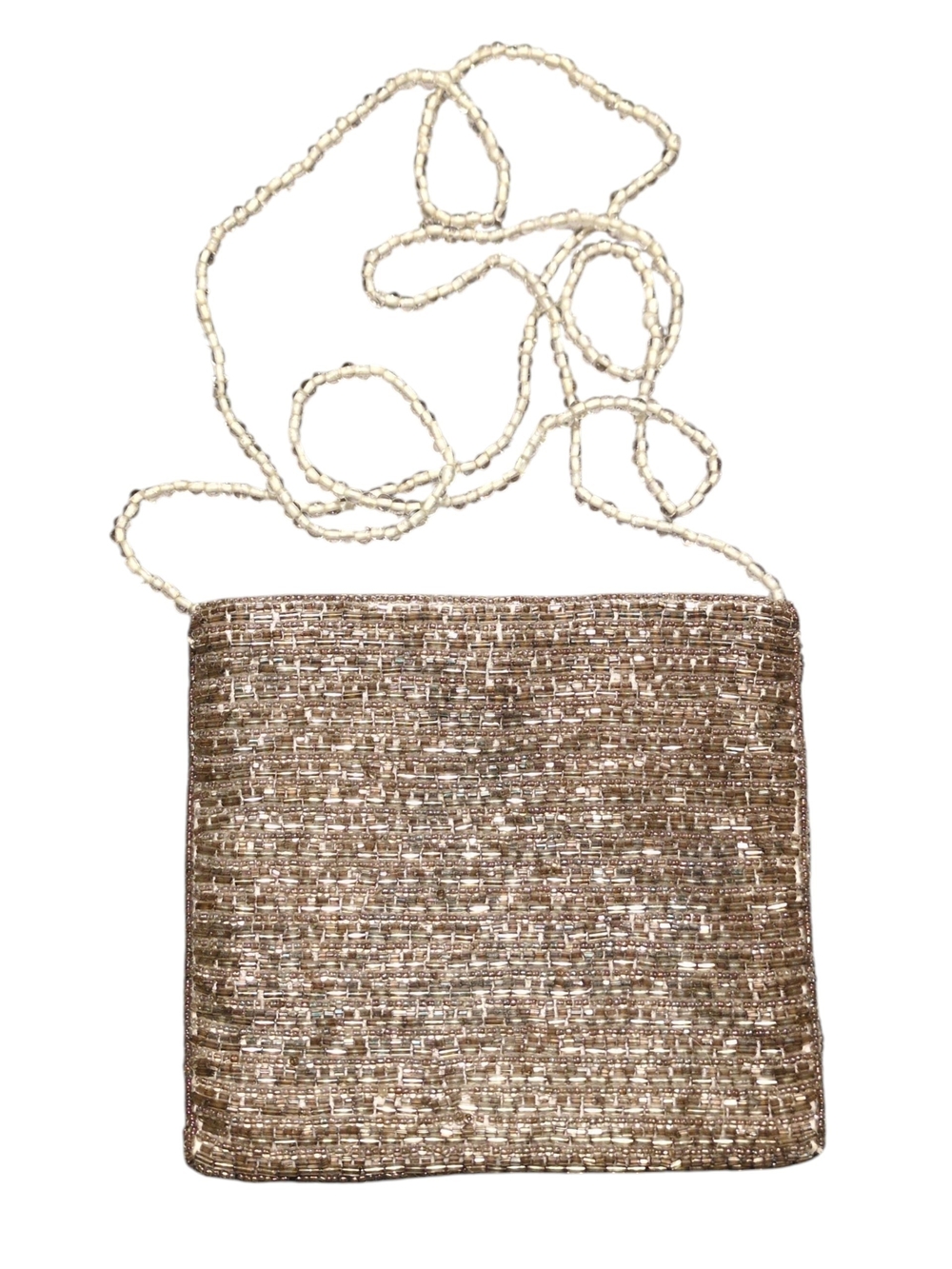 Vintage Ann Taylor Shimmering Silver Beaded Mini Evening Shoulder Bag